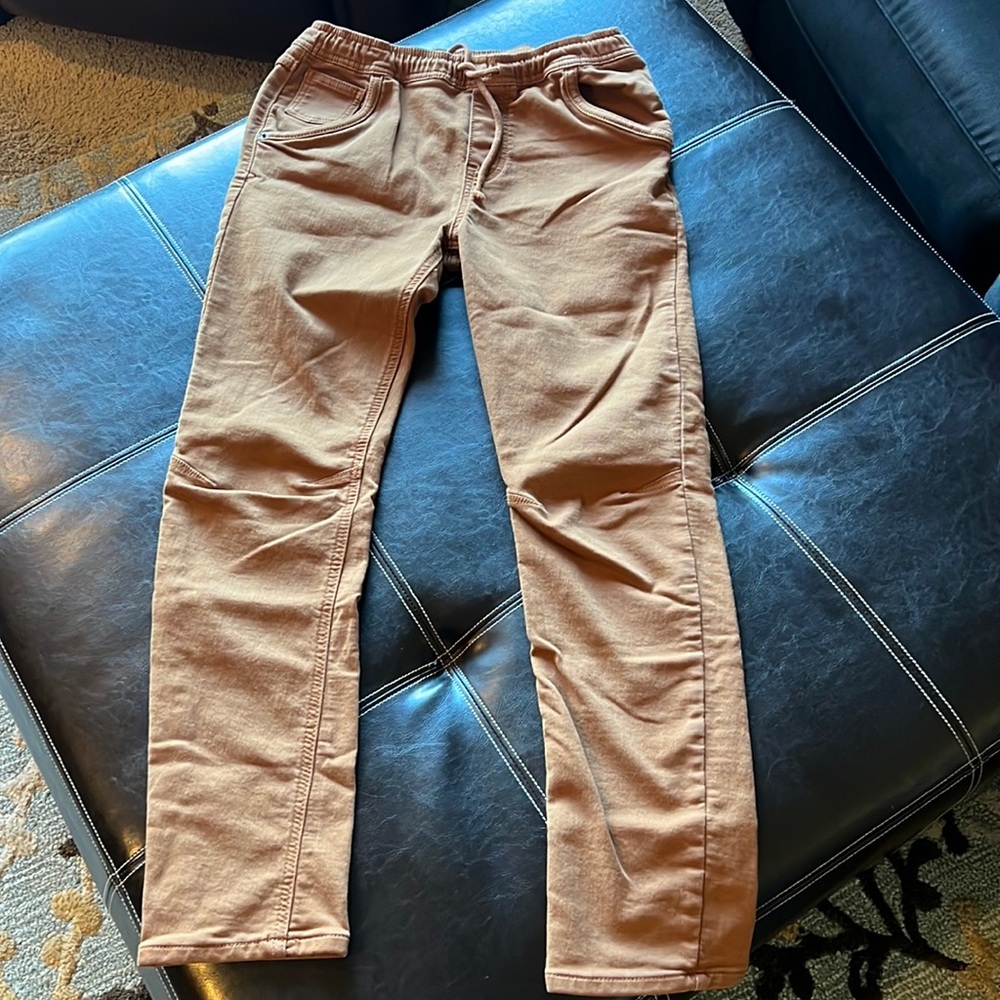 Tan, Cat&Jack Skinny Boys Joggers in dark tan/brown, Size 16 with tie waist